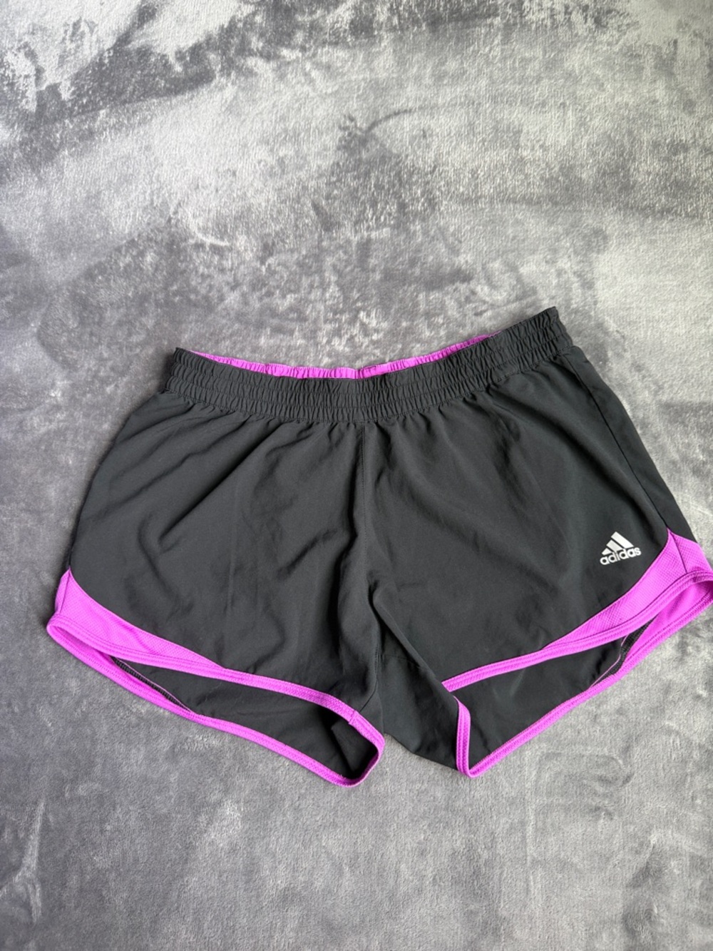 adidas Black Athletic Shorts with Purple Trim